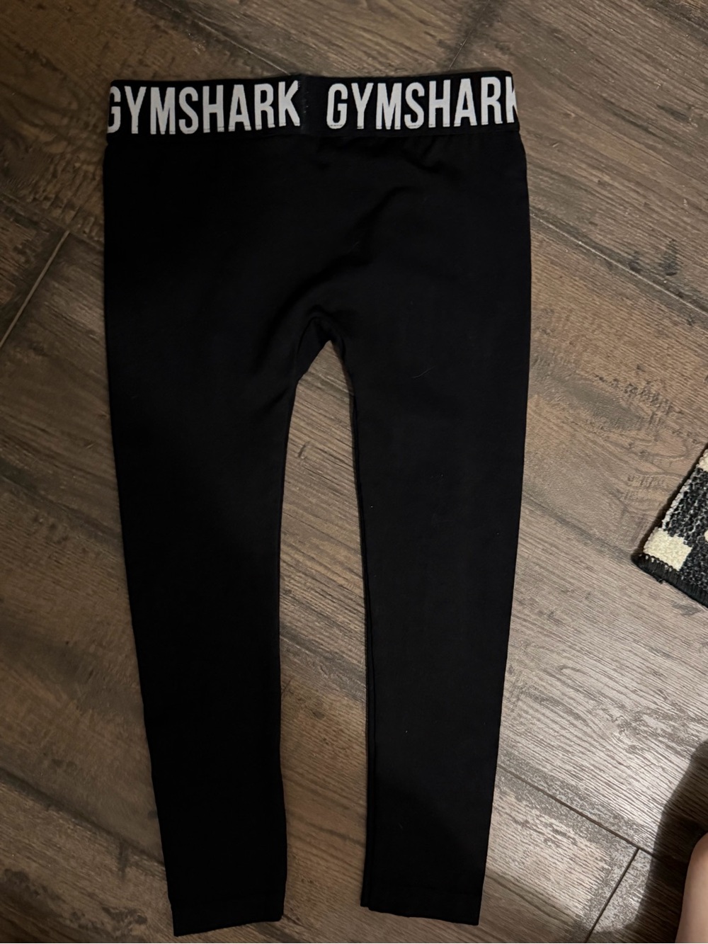 Gymshark Black Leggings with White Logo Waistband